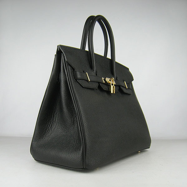 High Quality Fake Hermes Birkin 35CM Togo Leather Bag Black 6089